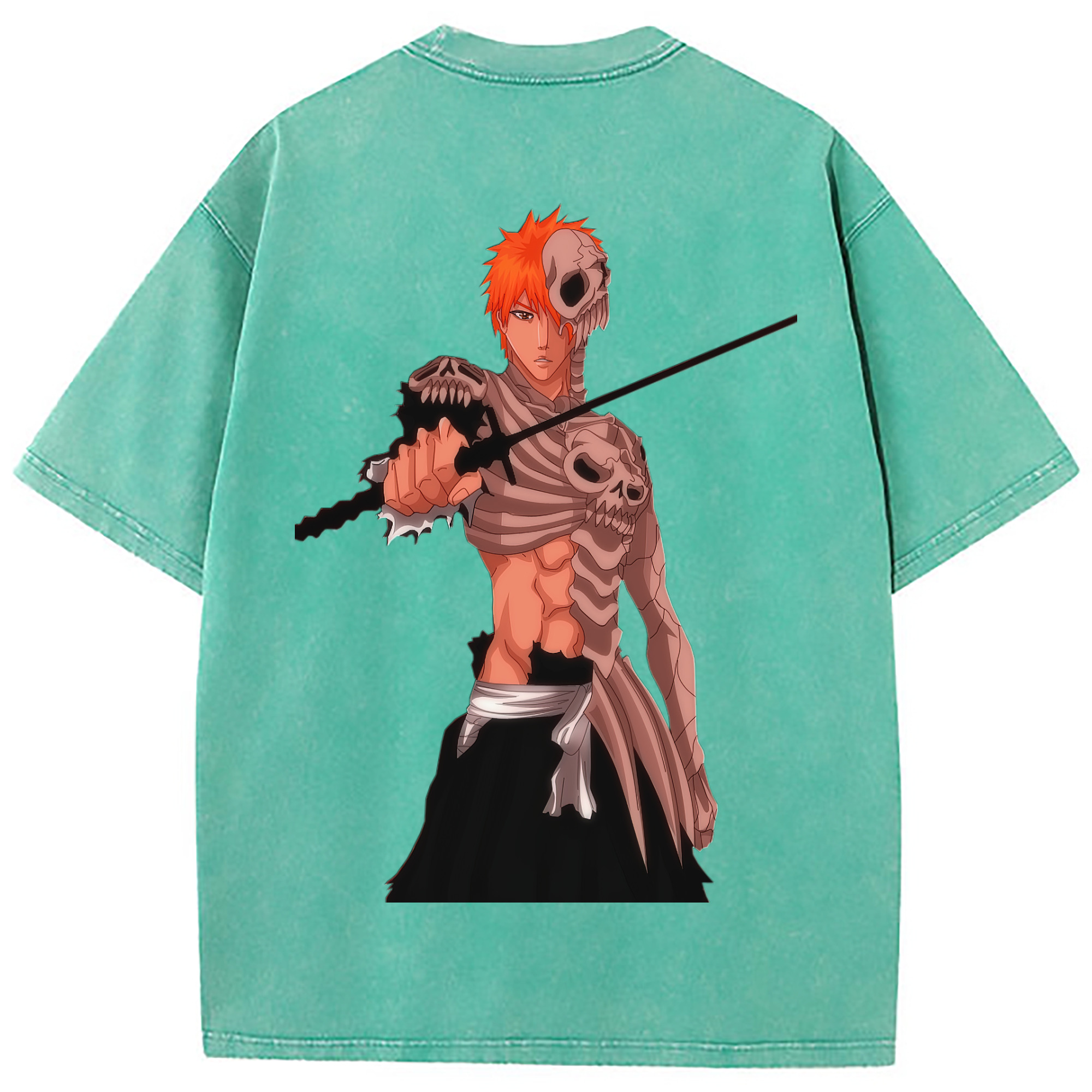 （画像用） ブリーチ 黒崎一護（くろさき いちご）BLEACH Kurosaki Ichigo 綿100% ヴィンテージ風 半袖Tシャツ（背面プリント）